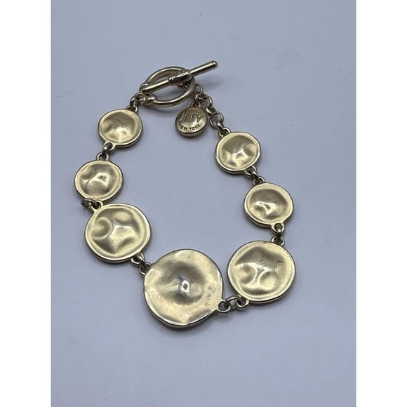 Vintage Jones New York (JNY) Gold Tone Discs Toggle Bracelet - 8 Inches Long - Picture 4 of 5